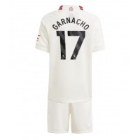 Camisa de Futebol Manchester United Alejandro Garnacho #17 Equipamento Alternativo Infantil 2023-24 Manga Curta (+ Calças curtas)